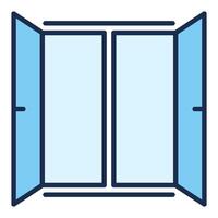 Wide Open Window Simple Clear Portal blue icon or symbol vector