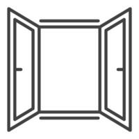 Opened Window simple icon or sign in thin line style vector