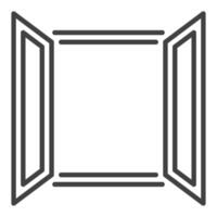 Wide Opened Glass Window icon or sign in thin line style vector