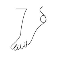 Continuous single line of foot sole drawing vector