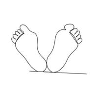 One continuous line drawing of bare foot. Elegance female leg in simple linear style. Concept of healthy vector