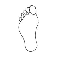 Continuous single line drawing of bare foot elegance female leg in simple linear style vector