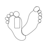 One continuous line drawing of bare foot elegance leg in simple linear style vector