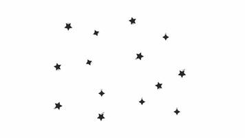 Multiple twinkling stars scattered across outline 2D object doodle animation. Starry sky monochrome linear drawing 4K . Cosmic theme. Celestial inspiration animated item isolated on white video