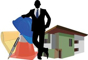 Architect presenting a new residential building project vector