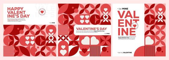 Social media posts template for Happy Valentine's day vector