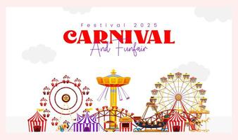 Colorful happy carnival web landing page vector