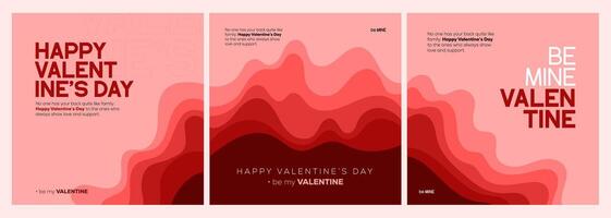 Valentine's Day social media posts template red theme vector