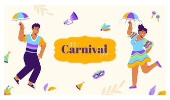 Happy carnival web landing page template vector