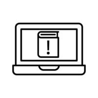 laptop computer with exclamation book mark line style icon illustration design vector
