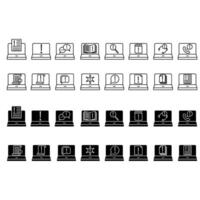 Computer icons set. Outline illustration of computer icons for web design vector