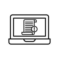 laptop computer with document file isolated icon illustration design thick line vector