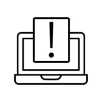 laptop computer exclamation mark icon, line style, illustration vector