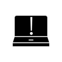 laptop computer with exclamation mark icon over white background, silhouette style, illustration vector