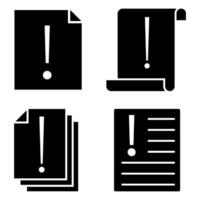 Set of icons with documents and exclamation mark. illustration. vector