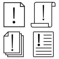 Set of black and white sheets of paper with exclamation mark. vector