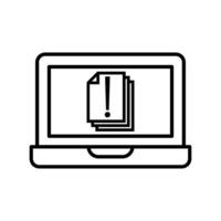 laptop computer with document file information illustration line style icon design vector