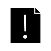 Document with exclamation mark icon. Flat style black on white. vector