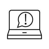 Laptop with exclamation icon, concept illustration, outline symbol, sign, linear symbol. vector
