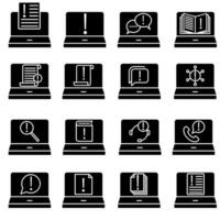 Laptop icons set. Simple illustration of 16 laptop icons for web vector