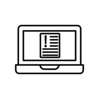 Computer with exclamation mark icon over white background, illustration vector