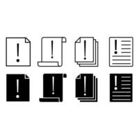 document and exclamation mark icon set. document and exclamation mark vector