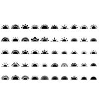 Sunset icon set. illustration. Black on white background. vector