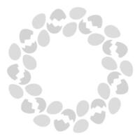 Eggs and cracked Eggshell Circular Frame border in grayscale. Easter greeting Copy space Template. Isolated illustration Thematic card, leaflets, booklet, price tag, labels or web promo banner vector