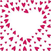 Heart shaped hearts Abstract frame border in trendy pink. Valentine Day greeting Copy space Template. illustration Thematic cards, posters or web promo banner, leaflets, print materials or tags vector