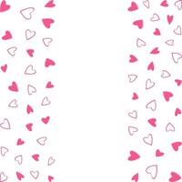 Hand drawn hearts shape Double side Abstract Vertical Frame border. Greeting Copyspace Template idea. Isolated illustration Thematic cards, leaflet, price tag, label or web promo banner, poster vector
