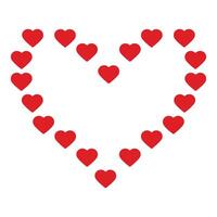 Heart shaped hearts Contour heart Frame border in trendy red. St Valentines Copy space Template idea. illustration Thematic cards, posters or web promo banner, leaflets, print materials or tags vector