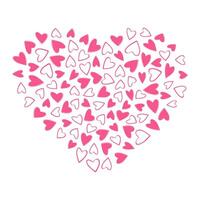 Heart shaped hearts. Outline and filled hearts St Valentines Day festive Background texture concept. Isolated illustration Thematic cards or web promo banner, leaflets, print materials or tags vector