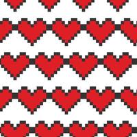 Pixel hearts Seamless Pattern. St Valentines Day Abstract Background Texture or wallpaper concept. Isolated illustration Wrapping paper or web promo banner Thematic cards, leaflets, price tags vector