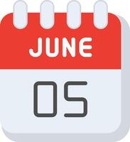 June 5th calendar icon vector
