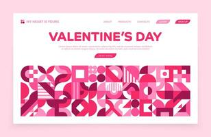 Valentine day holiday landing page web template vector