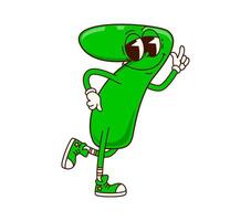 Groovy number 7 Seven math cartoon funny character vector