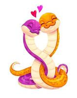 Two snakes wrap around each other in love feelings vector