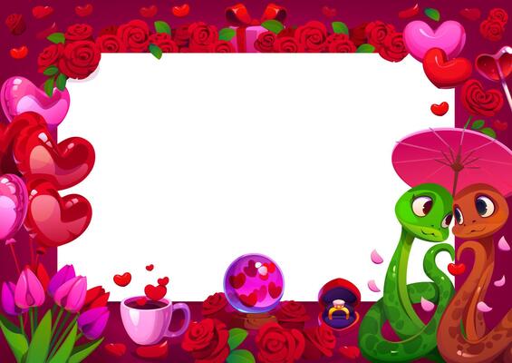 Valentines greeting card, romantic festive frame