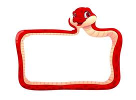 Funny snake character frame, reptile with banner vector