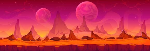 Alien space planet landscape with red terrain vector