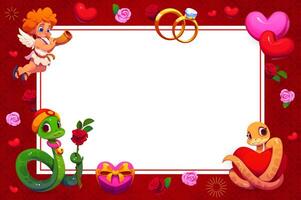 Valentines greeting card template romantic frame vector