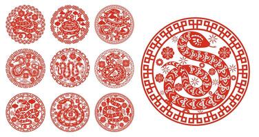 Snake reptiles ornament for Chinese Lunar New Year vector