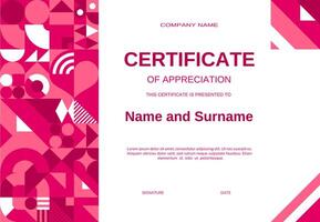 Certificate with valentines day geometric shapes vector