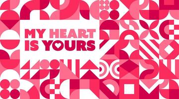 Valentines day greeting card with geometric shapes vector