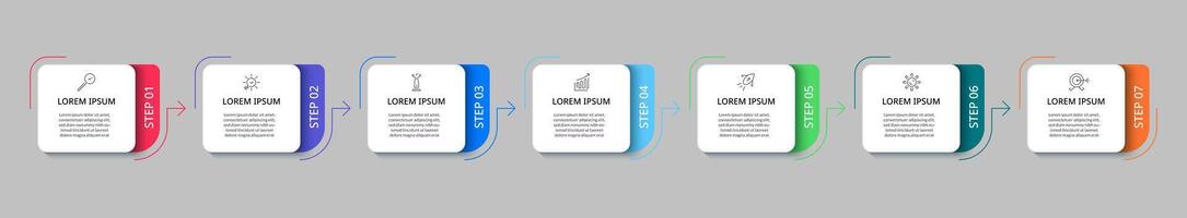 business Infographic design template with icons and 7 options or steps vector