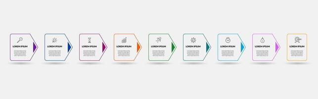 business Infographic design template with icons and 9 options or steps vector