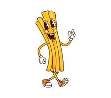 Bucatini italian pasta groovy happy character vector