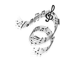 Song wave with music notes and clef symbols vector