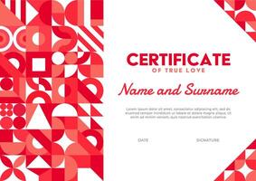 Certificate template with valentines day elements vector