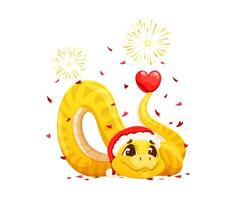 Funny cartoon snake with love heart on its tail vector